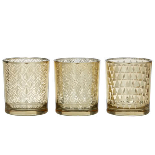 Set of 3 Gold Candle Holders from Gifts Australia