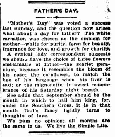 Fathers Day sentiment Australia 1911