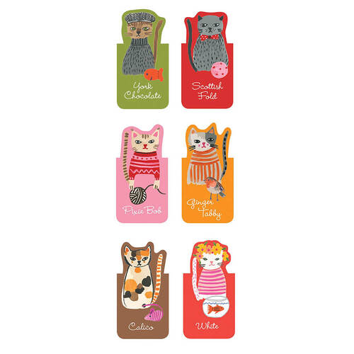 Fabulous Felines Magnetic Bookmarks (set of 6)